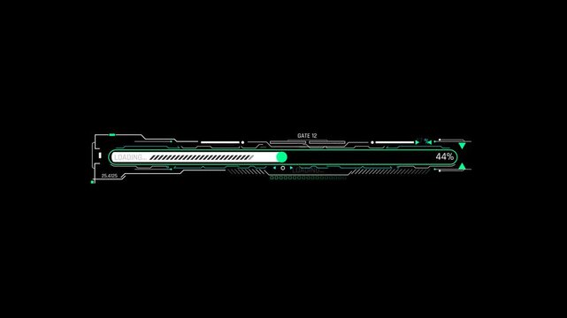 Futuristic Sci Fi HUD Horizontal Progress Bar with Capsule Slider Head and Gate 12 Label