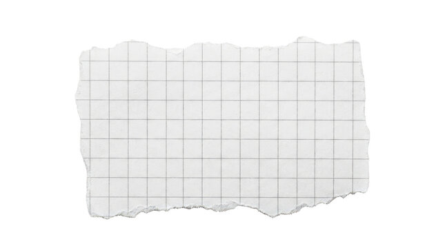 Torn piece of graph paper isolated on transparent background