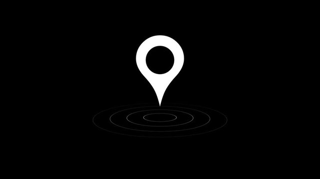 Animated black distance marker icon. Looped video. Vector flat illustration isolated on a black background.