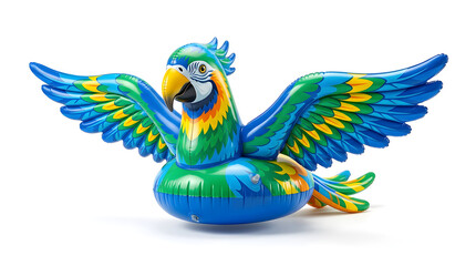 Fototapeta premium Inflatable parrot pool float isolated on white background
