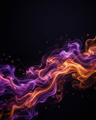 Fototapeta premium Abstract Halloween background with glowing orange and violet smoke, luminous particles and dramatic atmosphere. Perfect for seasonal marketing, invitations and creative graphic design.