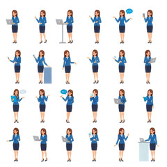 Obraz premium Business woman character set with various poses and professional office outfits.