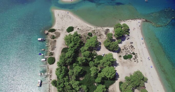 Glarokavos Beach Yacht Port Aerial View Chalkidiki Greece Summer