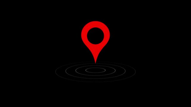 Animated black distance marker icon. Looped video. Vector flat illustration isolated on a black background.