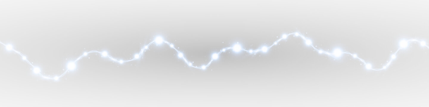 Festive Fairy Light Garland. Bright Christmas Decoration PNG.
