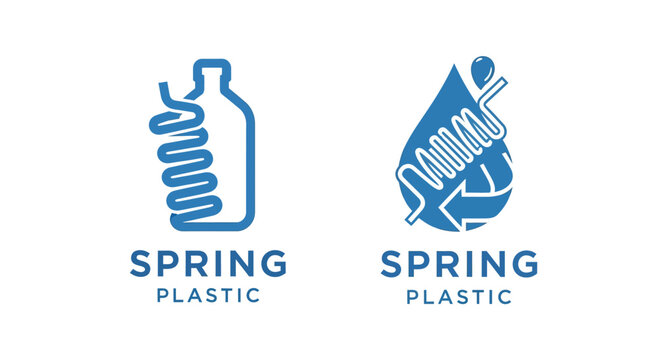 Spring Plastic Company Logo Design with Gear and Diamond.