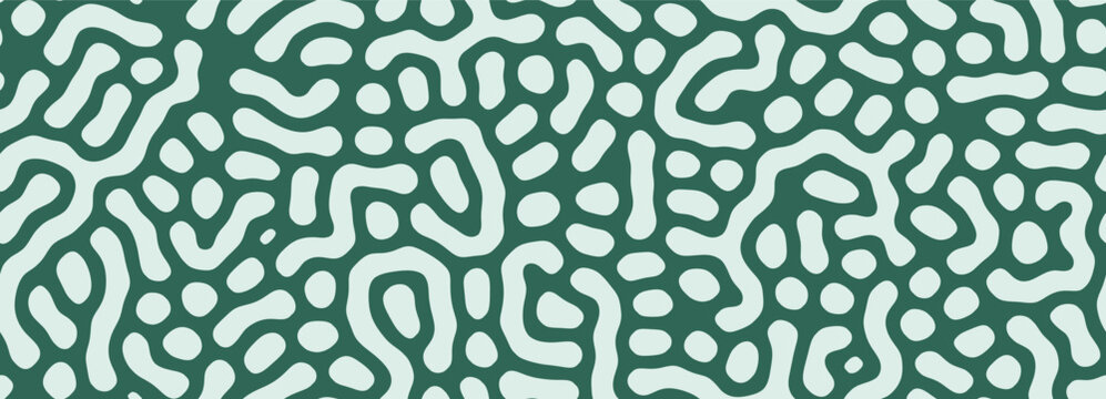 Background texture pattern with a brain shape and coral line for an organic abstract groovy design. This worm and algae geometry forms a seamless playful plant motif through Matisse shell sea.