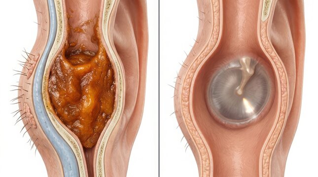 Comparison of blocked ear canal with impacted earwax and clean ear canal with hearing aid blockage