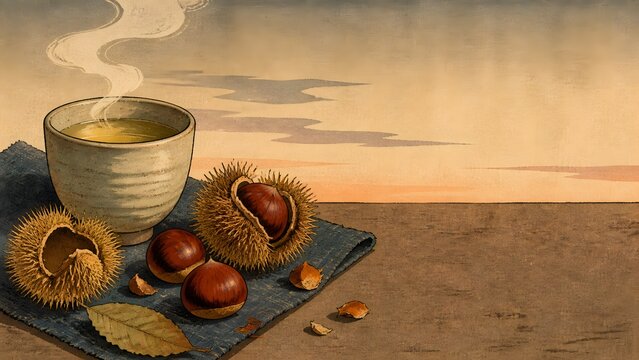 Roasted Green Tea and Chestnuts Still Life