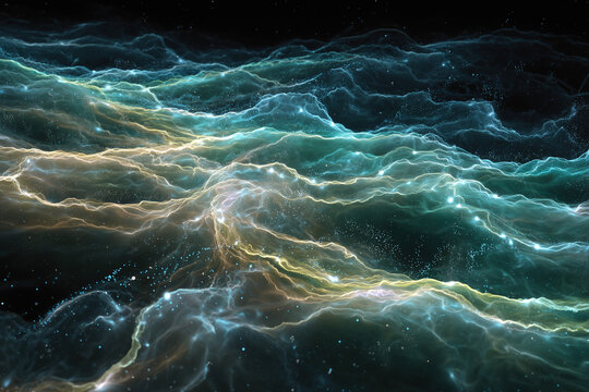 Abstract Neural Activity Waves Through Translucent Fibers Scientific Background