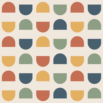 Mid century modern arches seamless pattern retro geometric background