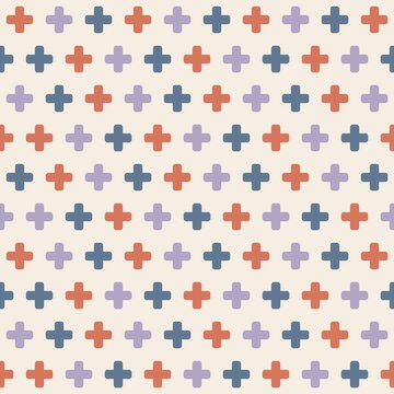 Plus cross grid seamless pattern terracotta modern geometric background