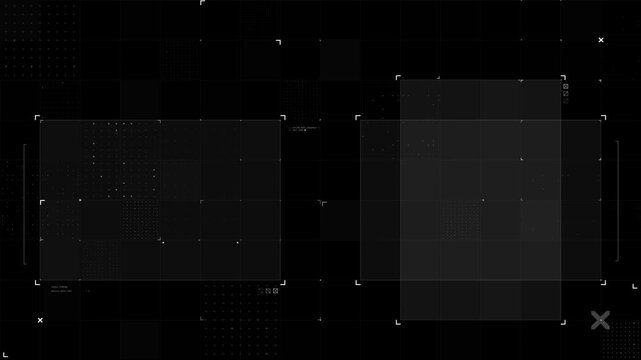 4K futuristic HUD frame overlay with animated UI panels and grid background. For technology cyber and futuristic concepts