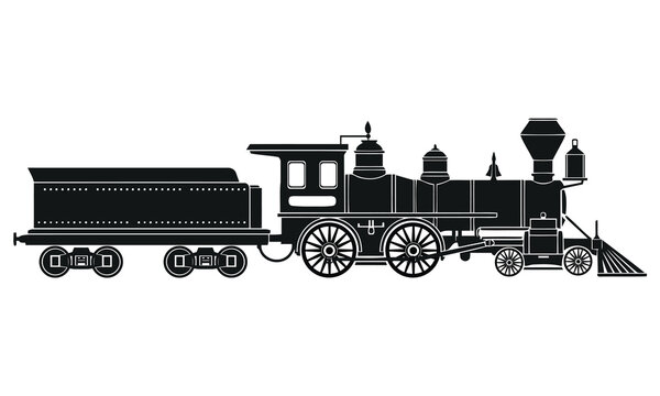 Vintage Steam Locomotive Train Silhouette Vector