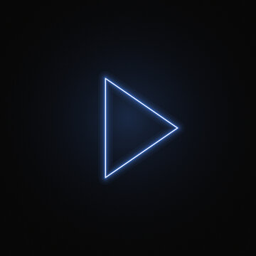 Play Button Glowing Neon Sign Icon on Dark Background, Blue