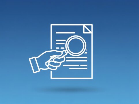 Hand holding a magnifying glass over a document illustrates the process of detailed examination.