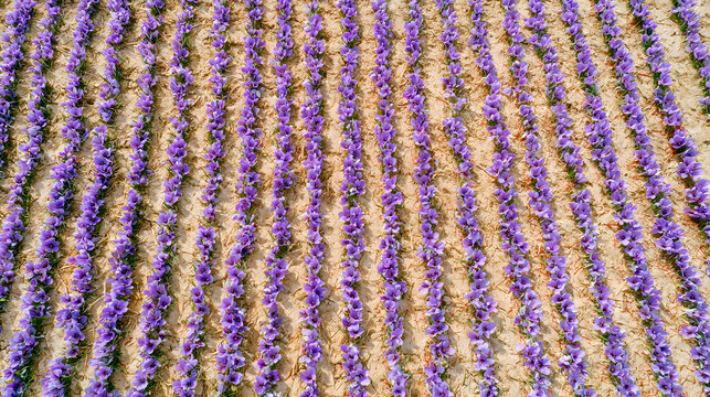 Purple flower rows aerial pattern