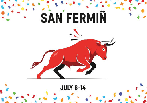 Red Bull Running During San Fermin Festival Celebration.