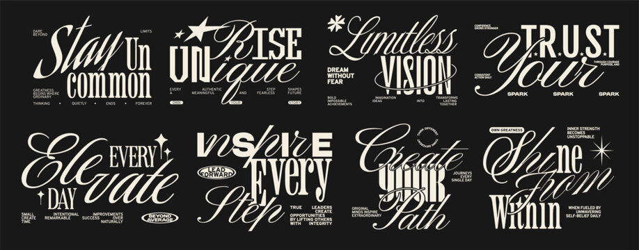 Urban Streetwear Typography Quote Vector  Bundle, Minimal Aesthetic Lettering for T-Shirt, Clothing Brand and Poster Design