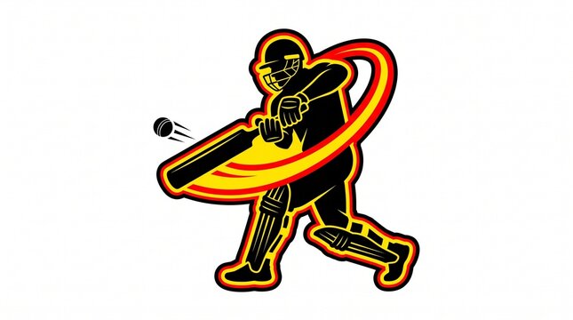 Cricket batsman hitting a ball. Vector illustration of a professional cricket player.