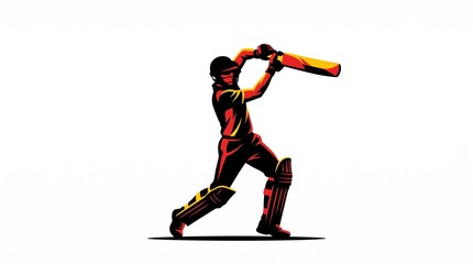 Fototapeta premium Cricket batsman hitting a powerful shot. Professional player swinging bat in a match.