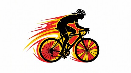 Fototapeta premium Cyclist riding a road bike with speed motion. Fast bicycle racer in a dynamic motion blur.