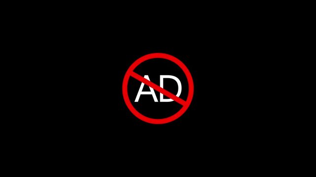 No advertising prohibited sign animation on black background, forbidden