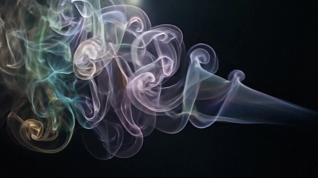Colorful wisps of smoke swirling gracefully across a dark background for visual intrigue
