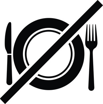 Prohibited restaurant dining icon with plate fork and knife restaurant prohibited hospitality