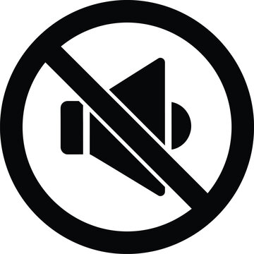Mute icon speaker symbol with prohibition sign prohibition computer interface settings isolated