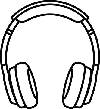 Minimalist outline icon of overhead headphones with headphones listening technology communication