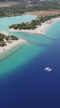 Aerial View Glarokavos Beach Halkidiki Greece Summer Day