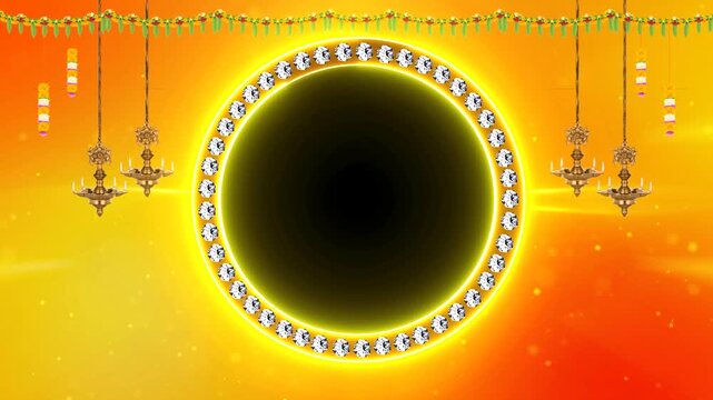 Festive Gold & Diamond Circular Frame Background Video Loop