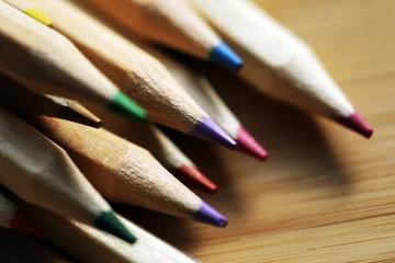 color pencils. Background. Education. Pencils. Macro. Photo. School concept.  © Erika