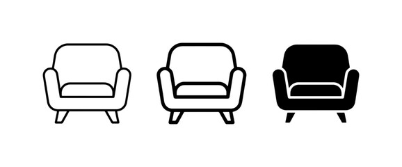 Armchair Icons Set, Single Seat Furniture Vector Graphics, Modern Living Room Seating © Raka