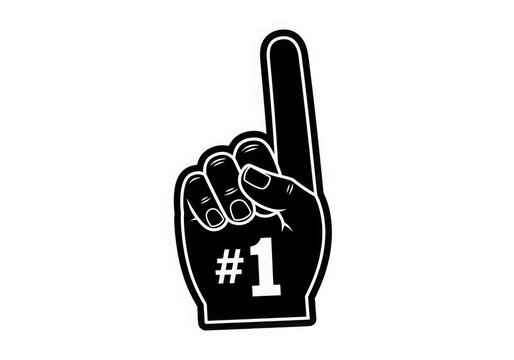 Black foam finger with number one isolated on white background