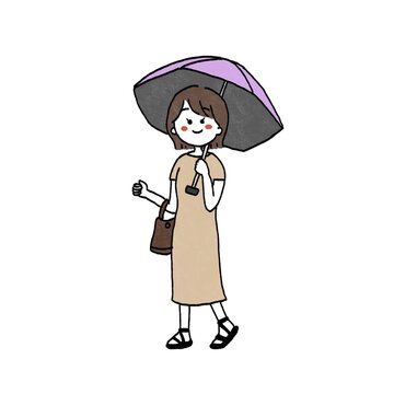 日傘をさしている女性のイラスト