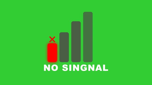 No Signal Strength Icon Animation on Green Screen Chroma Key Loop