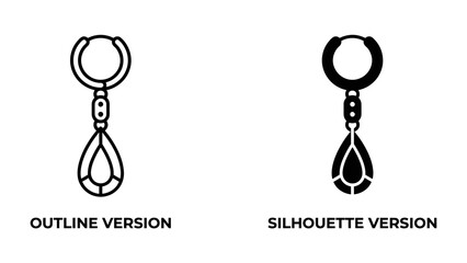 Earring Icon Comparison: A clear visual representation contrasting an outline version and a silhouette version of a dangling teardrop earring, highlighting design differences. © Asma