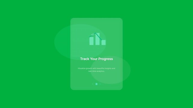 Glassmorphism user onboarding carousel animation with mobile app interface sliders, interactive UI