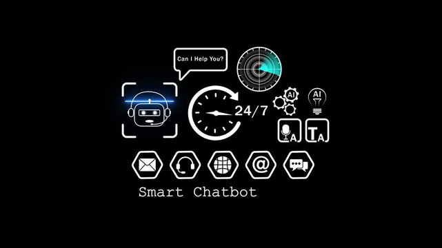 Smart chatbot ai interface with 24/7 customer support and digital hud artificial intelligence customer service