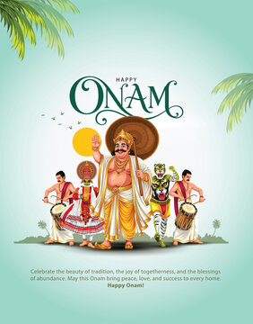 hand drawn new happy Onam celebration greetings. abstract vector illustration design