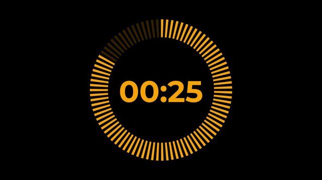 30 seconds circle countdown timer animation from 30 to 0 seconds, digital countdown timer transparent background. 30 seconds countdown timer animation.