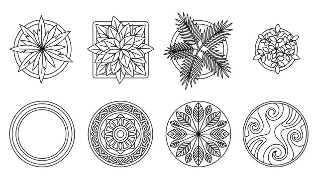 AutoCAD buildings architecture vector collection of ornamental mandala patterns