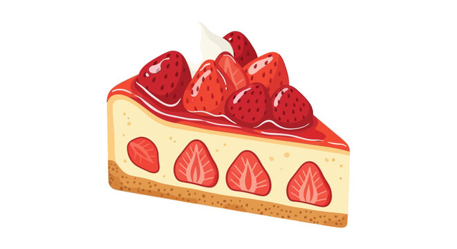 Delicious slice of strawberry cheesecake dessert.