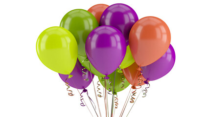 Bunch of colorful balloons with curly ribbons © Eustace