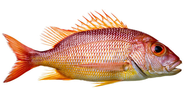 Red snapper fish with orange fins and scales