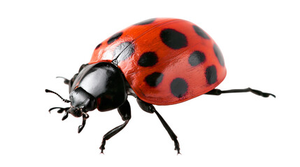 Red ladybug with black spots on white © Eustace