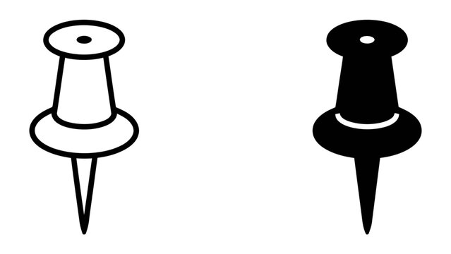 Pushpin Iconography: A simple, clean graphic design featuring two stylized pushpins, one outlined in white and the other in solid black, presented against a neutral background for versatile use.