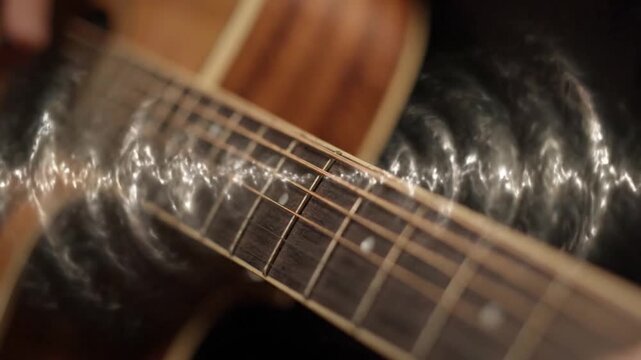Acoustic Guitar with Abstract Sound Wave Effect